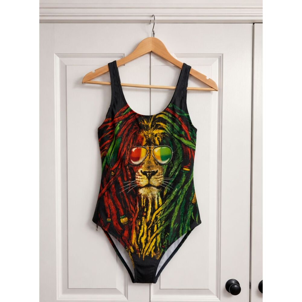 Women's Rasta Lion One-Piece Swimsuit Jamaican Reggae Graphic Bathing Suit